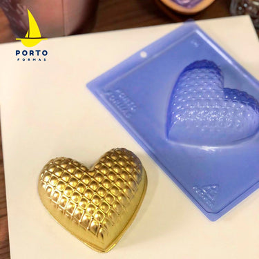 Forma De Chocolate - Forma De Chocolate Especial 3 Partes - Coração Matelassê - PF84